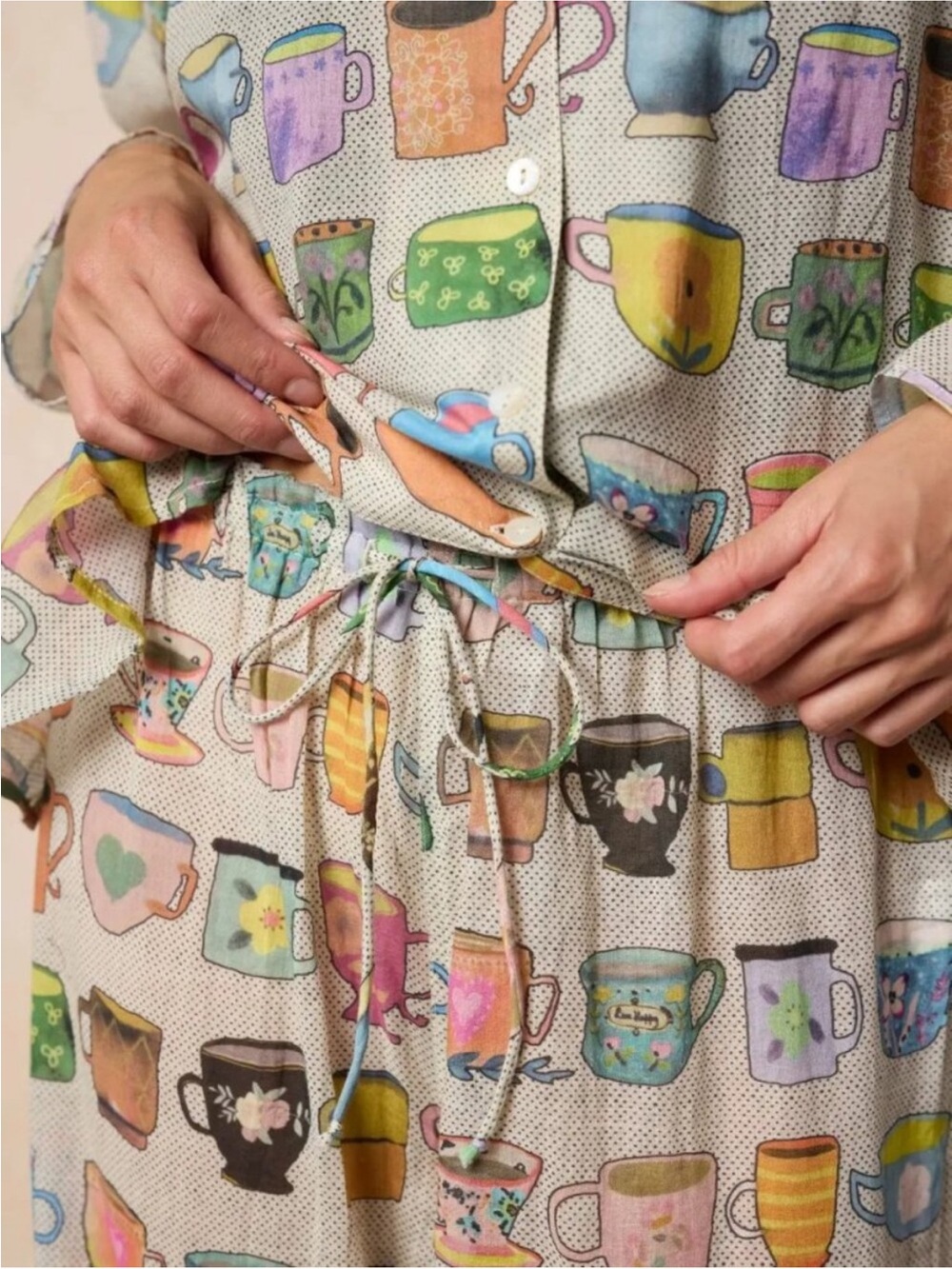 Natural Life Dreamy Cotton Pajama Set 100% cotton Coffee Cups Mugs size large - Picture 3 of 7